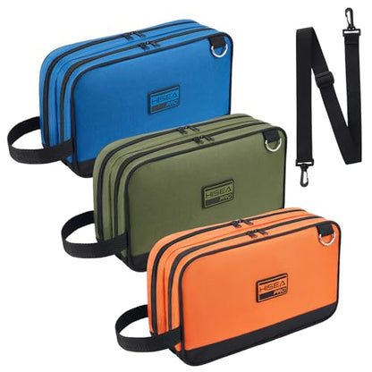 HISEA Small Tool Bag 3 Pack, 12 Inch Tool Pouch with 2 Compartments - color: Green, Orange, Blue