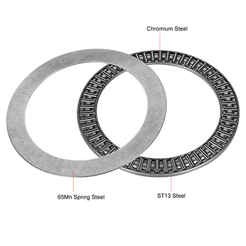 uxcell AXK110145 Needle Roller Thrust Bearings with 2 Washers, 110mm Inner Diameter, 145mm OD 4mm Width Chrome Steel - size: 110x145x4mm