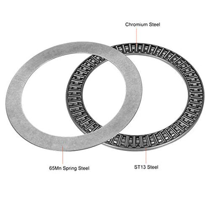 uxcell AXK110145 Needle Roller Thrust Bearings with 2 Washers, 110mm Inner Diameter, 145mm OD 4mm Width Chrome Steel - size: 110x145x4mm