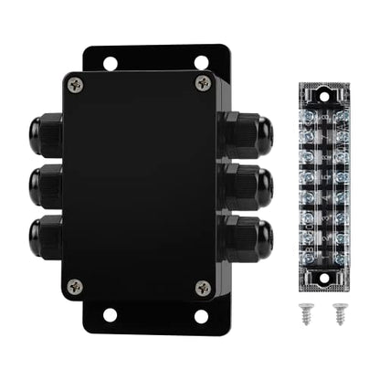 ABS IP67 Waterproof Dustproof Electrical Junction Box, with 15A 600V Barrier Terminal Cable Connector, 3 in/3 Out Power Junction Box（3.93 * 2.67 * 1.96in） - size: 3T3 3.93" x 2.67" x 1.96"