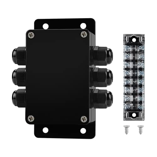 ABS IP67 Waterproof Dustproof Electrical Junction Box, with 15A 600V Barrier Terminal Cable Connector, 3 in/3 Out Power Junction Box（3.93 * 2.67 * 1.96in） - size: 3T3 3.93" x 2.67" x 1.96"