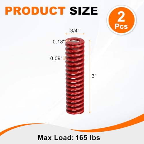 HARFINGTON 2pcs Die Spring 3/4" OD x 3" Free Length SMH4012, Red - size: 3/4" OD x 3" Free Length