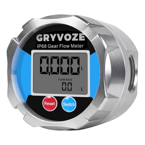 3/4 Inch NPT Gear Flow Meter, 0.08–7.93 GPM Digital Oil Low Flowmeter, ±0.5% Accuracy, for Low-Flow High-Viscosity Liquids, Compatible with Motor Oil, Lubricants, Antifreeze & Hydraulic Fluids - style: 3/4 inch