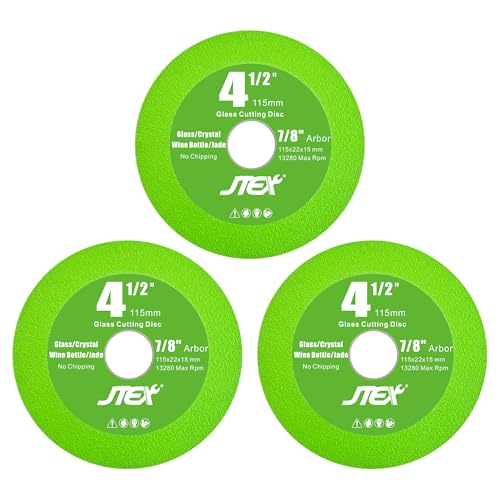 JTEX 4.5 Inch Glass Cutting Disc, 7/8" Arbor, 3-Pack