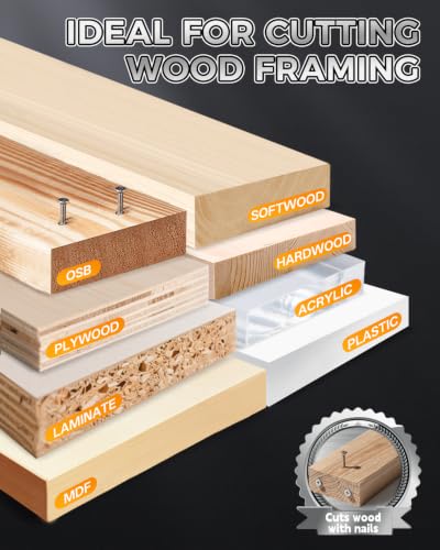 COMOWARE 7 1/4“ Circular Saw Blade, 40T ATB Circular Saw Blade, 5/8" Arbor, TCT Carbide-Tipped, Anti-Vibration, Teflon Anti-Stick, Miter Saws Blades for Wood, Laminate, Plywood & Hardwoods - size: 7-1/4" 40T