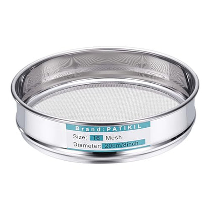 PATIKIL Lab Sieve 16 Mesh(1.25mm) 7.9"(20cm) Diameter Sifting Screen - size: 16 Mesh(1.25mm)/7.9"