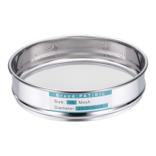 PATIKIL Lab Sieve 16 Mesh(1.25mm) 7.9"(20cm) Diameter Sifting Screen - size: 16 Mesh(1.25mm)/7.9"