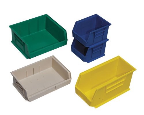 Quantum Storage QUS239 Heavy-Duty Stackable Plastic Storage Bins for Workshop, Warehouse & Garage, Ultra Stack & Hang, 10-3/4" x 8-1/4" x 7", Yellow, 6-Pack - color: Yellow