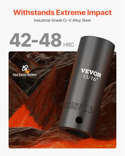 VEVOR Impact Socket Set 1/2 Inches 19 Piece, Deep Socket, 6-Point Sockets, Rugged Construction, Cr-V, 1/2 Inches Drive Socket Set Impact 3/8 inch - 1-1/2 inch, with a Storage Cage - size: 1/2" 19PCS