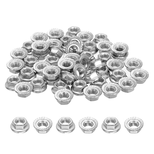 50Pcs Serrated Flange Hex Nuts-M3-0.5-Coarse 304 SS Bright Finish - color: Silver, size: M3-0.5