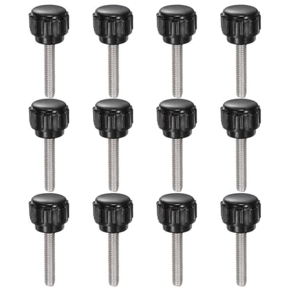 uxcell 12pcs Knurled Clamping Knobs M4 x 20mm Metric 304 Stainless Steel Male Thread Thumb Screw on Type 14mm Plastic Round Head Threaded Hand Bolt Stud Knobs Black - size: M4 x 20mm x 14mm