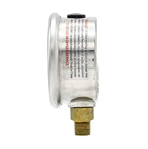 Liquid Filled Lower Mount Pressure Gauge with 2" Dial, 0-5000 PSI, 1/8" Male NPT Connection, Stainless Steel CASE and Bezel (1)