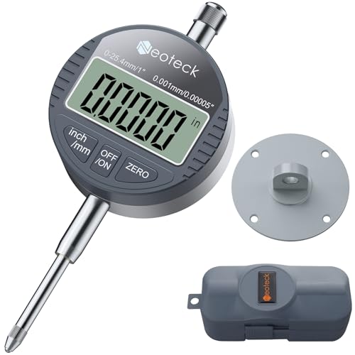 Neoteck 25.4 mm/1" Digital Dial Indicator with 0.001mm/0.00005" Resolution - color: Silver Gray, size: 0-1''/0.00005''