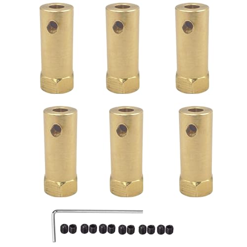 6Pcs Hex Coupler 4mm Bore Motor Hex Brass Shaft Coupling Flexible Connector for DC Motor Shaft, Robot, Model Car Tires Shaft - size: 4mm