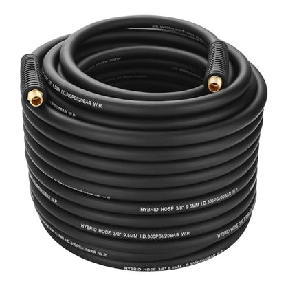 Hybrid Air Hose 3/8-Inch by 100-Feet, Heavy Duty Air Compressor Hose, Lightweight, Kink Resistant, Flexible In Extreme Cold Weather, Excellent UV, Oil and Abrasion Resistant,300 PSI - size: 100FT