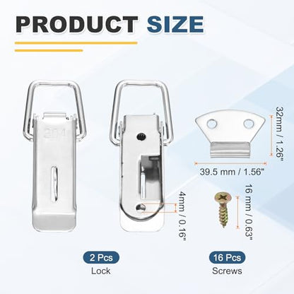 HARFINGTON 2 Pcs Spring Loaded Toggle Latch Catch Hasp Clamp Lock Silver