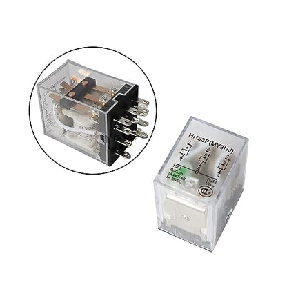 ATO DC 24V Coil 11-Pin Electromagnetic Power Relay 3PDT 3NO 3NC MY3NJ HH53P with Plug-in Terminal Socket Base - size: 3NO 3NC