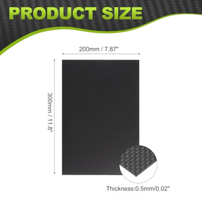 MECCANIXITY 3K Carbon Fiber Plate Panel Sheets, 200 x 300 x 0.5mm Carbon Fiber Board Plate Glossy Laminate Plain Weave Panel Sheets Flexible for RC Aircraft, Model Car, Auto Parts - size: 200 x 300 x 0.5mm/7.87 x 11.8 x 0.02 inches