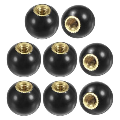 M METERXITY 8-Pack Threaded Ball Knobs, M4 Female Thread 12mm Dia. Thermoset Ball Knob for Lathe/Machine/Lawn Mowers, Round Phenolic Brass Insert Lever Handle [Black] - size: M4x12mm