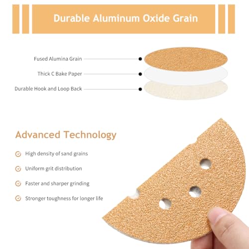 50 PCS 100 Grit 5 Inch 8 Hole Sanding Discs - style: 100 Grit,50-Pack