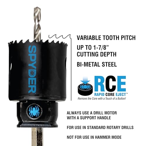 Spyder 27-Piece TCT and Bi-Metal Hole Saw Kit with Hex8 and Hex10 Rapid Core Eject Arbor System and HSS Pilot Bits - size: 27-Piece