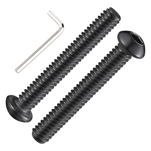 Wensilon (50Pcs) 1/4-20 * 2 Button Head Socket Cap Bolts Screws, 304 Black Stainless Steel, Allen Hex Drive, Bright Finish, Fully Machine Thread - color: Black, size: B 1/4-20*2
