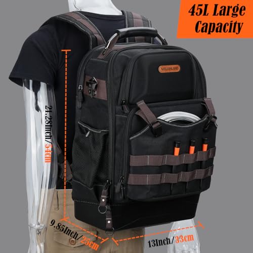 WELKINLAND 76Pockets Electrician Tool Backpack, Canvas Electrician Backpack