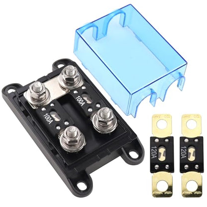 2-Way AMG Mega Fuse Holder Kit, Includes 2 Pcs 100A and 2 Pcs 120A ANM Fuse for Cars - size: 100A120A