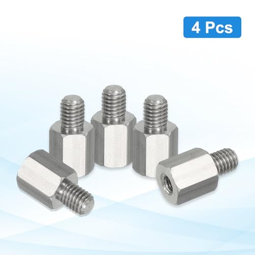 PATIKIL Standoff Screws, 4pcs M8x10mm Male to M6x15mm Female 304 Stainless Steel Thread Reducing Hex Standoff Spacer Screw Nuts Thread Adapters Reducer for PCB Motherboard - size: M8x10mm Male to M6x15mm Female