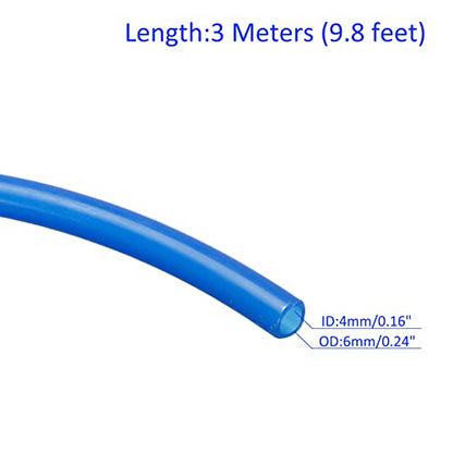 M METERXITY Pneumatic Tubing - Air Compressor PU Line Hose Apply to Water Fluid Transfer(4mm ID x 6mm OD, 9.8 Ft Length, Blue) - size: 4mm ID x 6mm OD