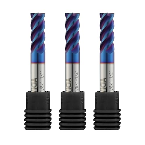 3PCS 1/8" 4 Flute End Mills Set for Stainless Steel (Nano-Coated) - size: 1/8 in