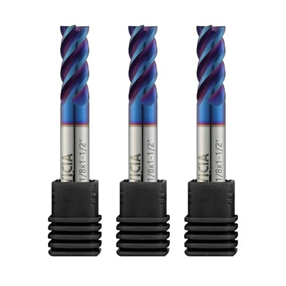 3PCS 1/8" 4 Flute End Mills Set for Stainless Steel (Nano-Coated) - size: 1/8 in