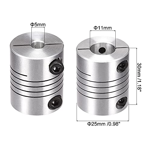 uxcell Motor Shaft 5mm to 11mm Helical Beam Coupler Coupling 25mm Dia 30mm Length - size: 5mm to 11mm