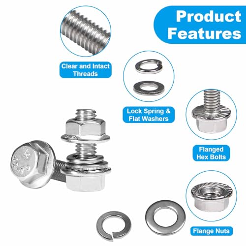 10 Sets 5/16-18 x 3/4" Flanged Hex Head Bolts Kits - size: 5/16-18 x 3/4"