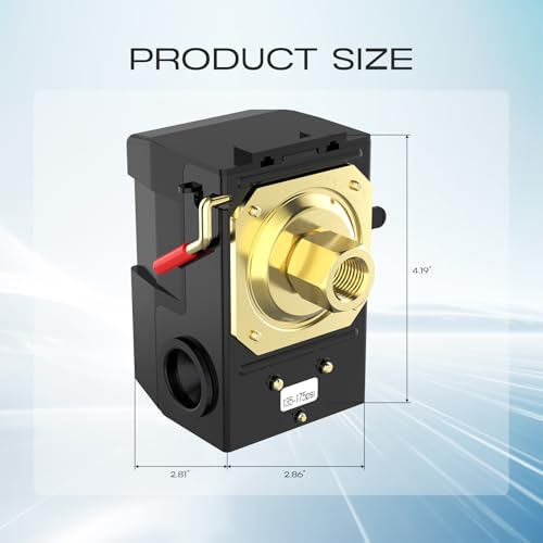 Air Compressor Pressure Switch, cnaodun 135-175 PSI Air Compressor Switch 1/4 NPT Thread Single Port Pressure Switch forHeavy DutyPressure Regulator Switch - style: 1-Port 20A 135-175 PSI