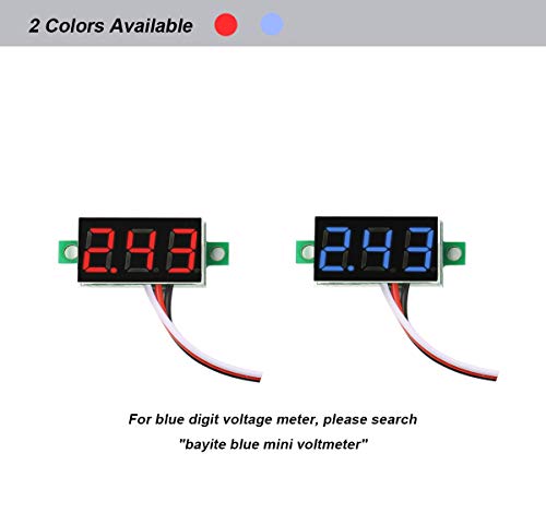 Pack of 5 DC 0-30V Digital Volt Meter, 3-Wire Voltage Gauge, Red LED