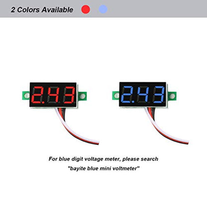 Pack of 5 DC 0-30V Digital Volt Meter, 3-Wire Voltage Gauge, Red LED