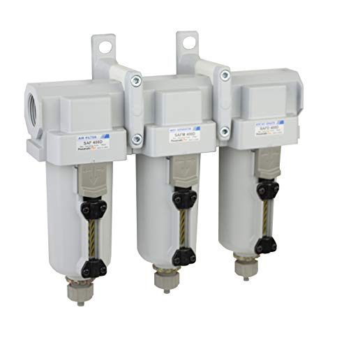 PneumaticPlus SAFU460-N06-MEP Air Particulate (10 µm), Oil Removing (0.1 µm), Coalescing (0.01 µm) Filter Combo, 3/4" NPT, Metal Bowl w/Manual Drain