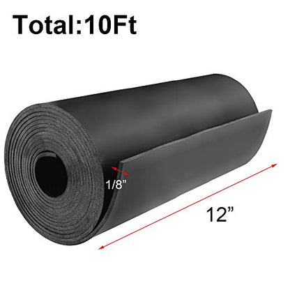 DGSL Neoprene Rubber Strip, 12" W x 1/8" T x 10' L Solid Rubber Roll - color: No Adhesive, size: 12" Wide x 1/8" Thick x 10' Long