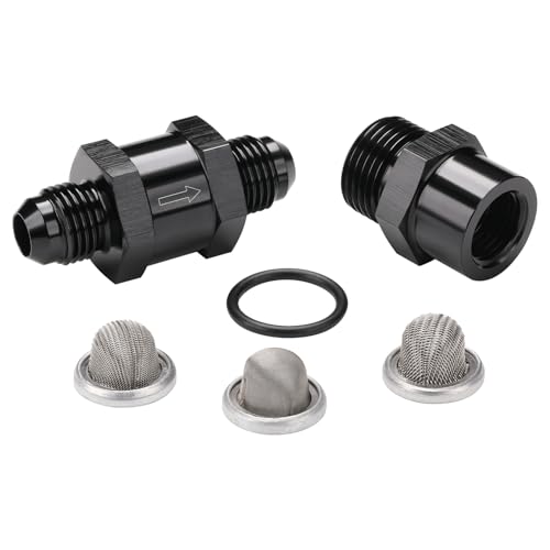 6AN Inline Fuel & Oil Feed Filter Set with 30 80 150 Micron Elements Aluminum Black - size: 6AN