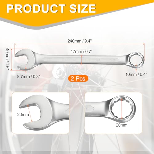 HARFINGTON 2Pcs Metric Combination Wrench 20mm Open End & 15-Degree Offset - size: 20mm