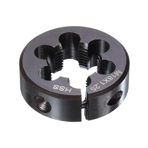 HARFINGTON Round Threading Die M18 x 1.25 Metric Thread 38mm OD Adjustable Right Hand High-Speed Steel (HSS) Round Die Screw Thread Cutting Die for Thread Repair - size: M18 x 1.25