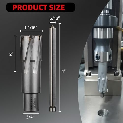ANGELSWORD TCT Annular Cutter Diameter 1-1/16", Cutting Depth 2" Tungsten Carbide Tipped, Mag Drill Bits Kit for Magnetic Drill Press, with One 5/16"*4" Pilot Pin - size: K. 27mm(1-1/16"), style: TCT 2" Cut Depth