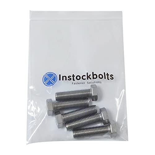 1/2-13×1" Hex Head Screw Bolt, 304 Stainless Steel 18-8, Full Thread, Coarse Thread UNC, ASME B18.2.1, 5 Pcs-Pack - size: 1/2-13×1" (5pcs)