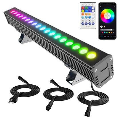 Linkable RGBCW Wall Washer Lights , 90W Smart LED Stage Wash Light Bar - size: 20" 90W RGB+Tunable White(2700-6500K)