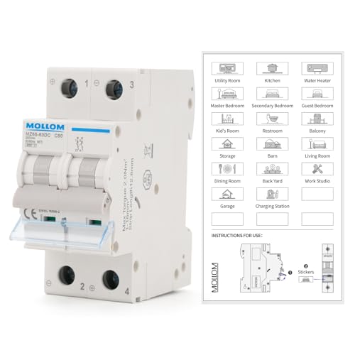 MOLLOM DC 2P 250V 50Amps C50 Miniature Circuit Breaker - style: 50A