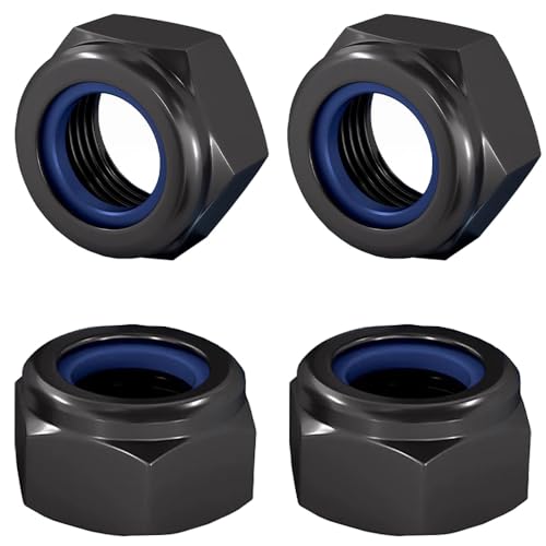 1/2-13 Lock Nut, Nylon Insert Hex Locknuts Locking Hex Nuts, Black e-Coating Stainless Steel, 20-Pack - size: 1/2-13