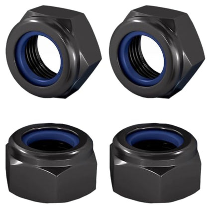 1/2-13 Lock Nut, Nylon Insert Hex Locknuts Locking Hex Nuts, Black e-Coating Stainless Steel, 20-Pack - size: 1/2-13