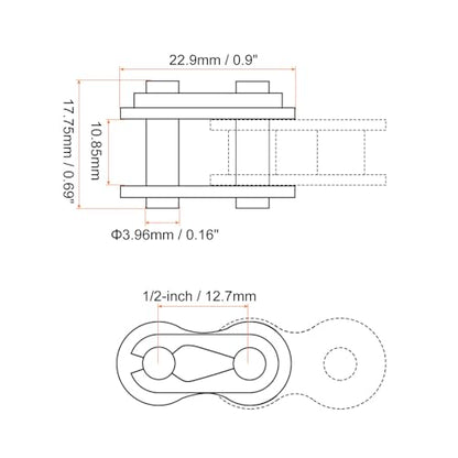 uxcell 6Pcs #40 Chain Master Connector Link Roller, 1/2" Pitch Carbon Steel, Standard Connecting Split Links for 08A Chain - size: #40