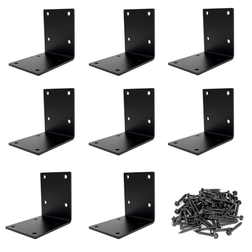 6" x 6" x 5" Heavy Duty Steel L Angle Corner Bracket, 90 Degree Support Bracket for Wood Beams Pergolas Shelves Furniture, Thickness 0.22", Max Load 300 lbs, 8 Pack - size: 6" x 6" x 5"